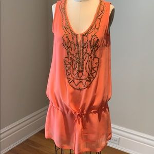 Silk top with metal detailing